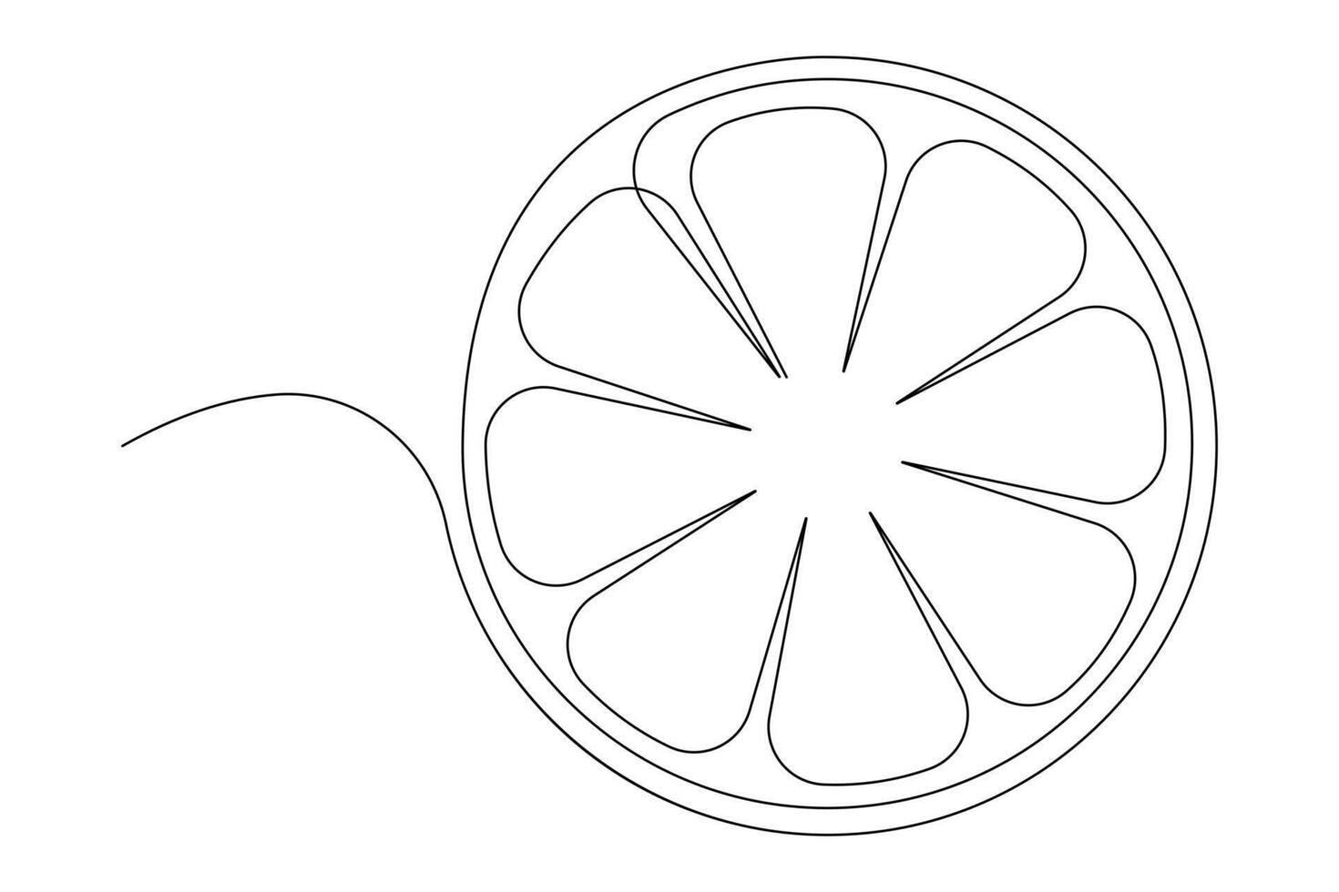 abstract continuous one single line art drawing of icon orange fruit in sketch vector
