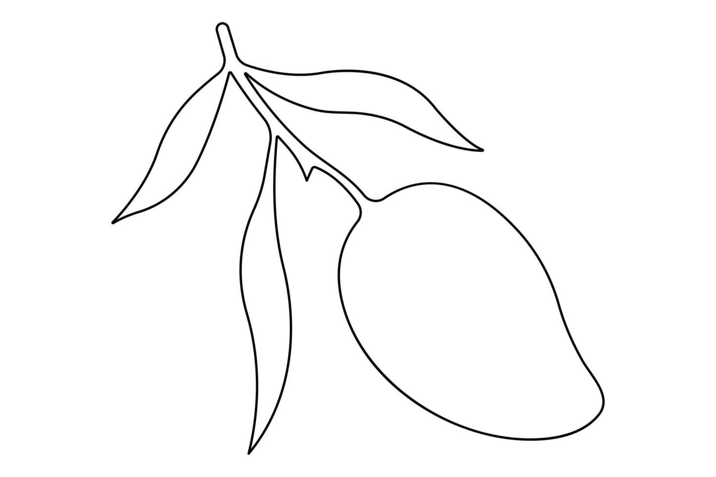 One continuous line drawing of healthy organic mango fresh tropical fruitage concept icon vector