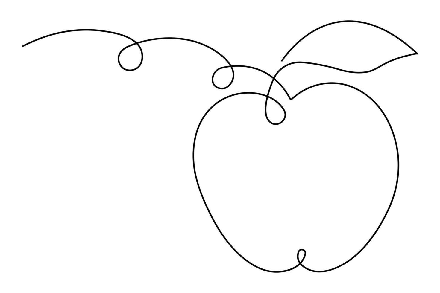 Continuous one single line art drawing of apples icon organic food vector