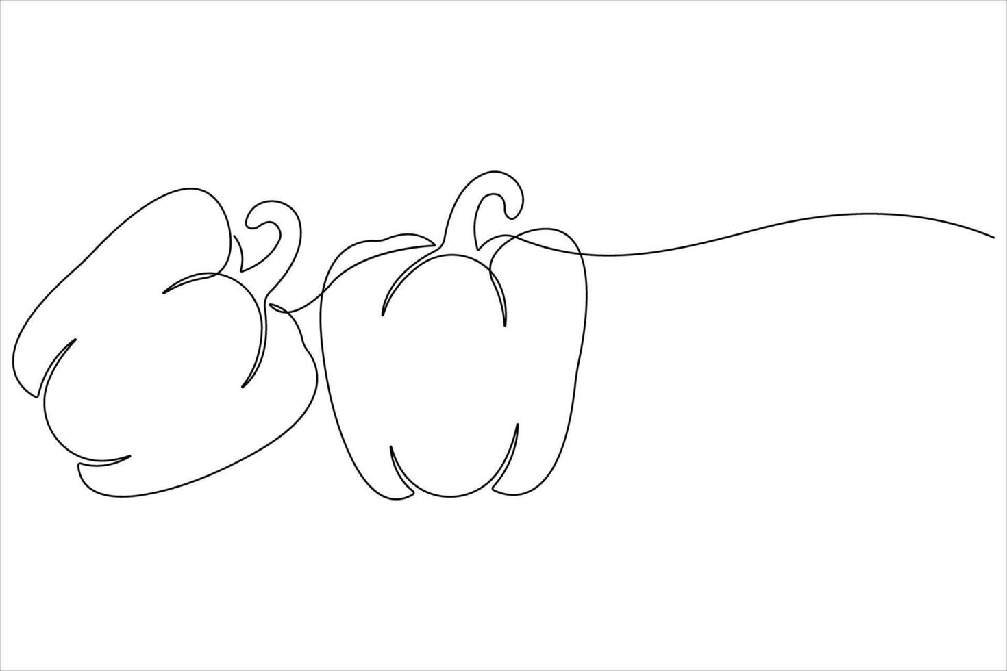 Capsicum continuous one line art drawing of illustration vector