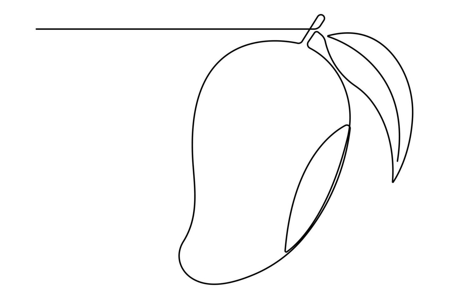 One continuous line drawing of healthy organic mango fresh tropical fruitage concept icon vector