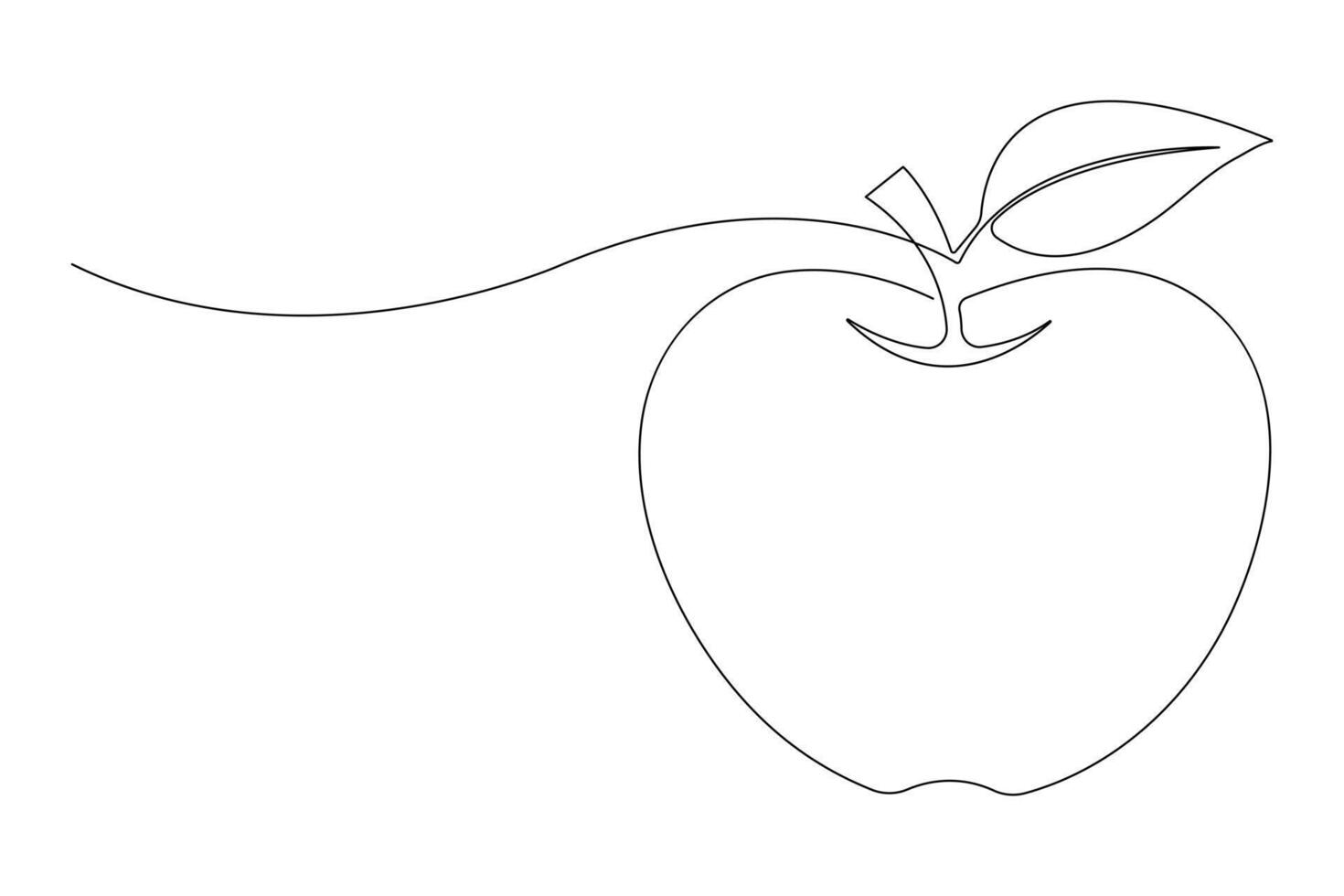 Continuous one single line art drawing of apples icon organic food vector