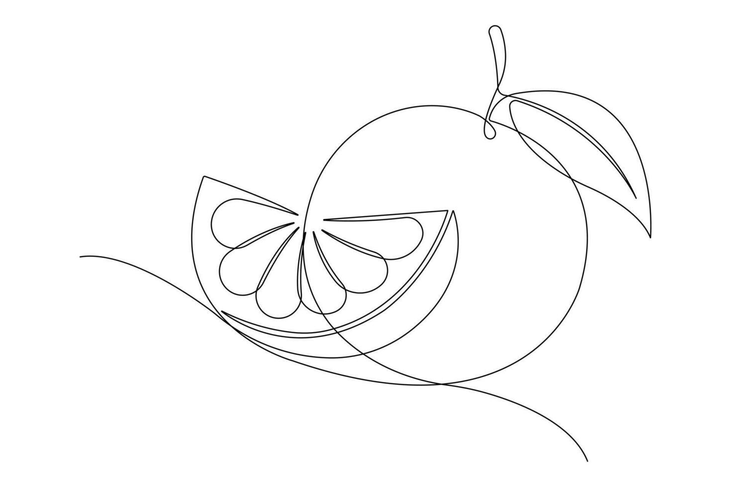 abstract continuous one single line art drawing of icon orange fruit in sketch vector