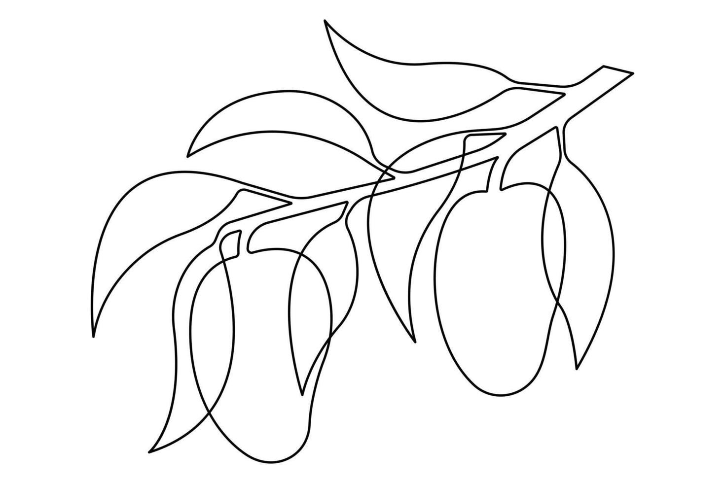 One continuous line drawing of healthy organic mango fresh tropical fruitage concept icon vector