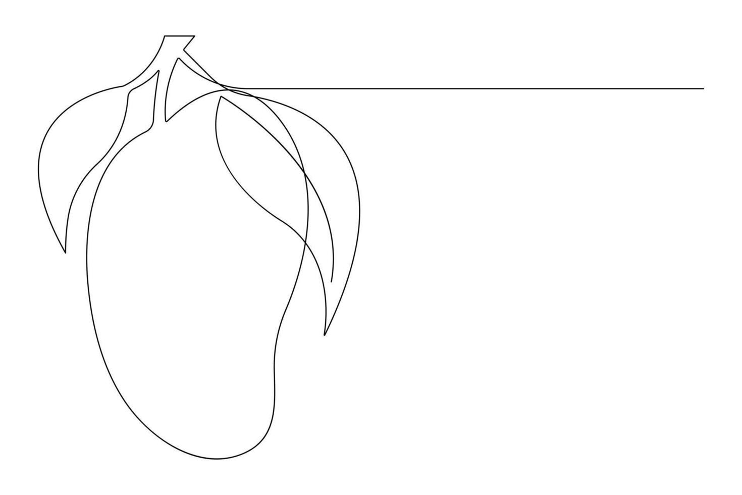 One continuous line drawing of healthy organic mango fresh tropical fruitage concept icon vector