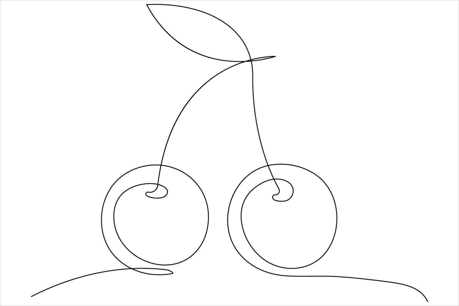 Cherry continuous one line art icon illustration vector