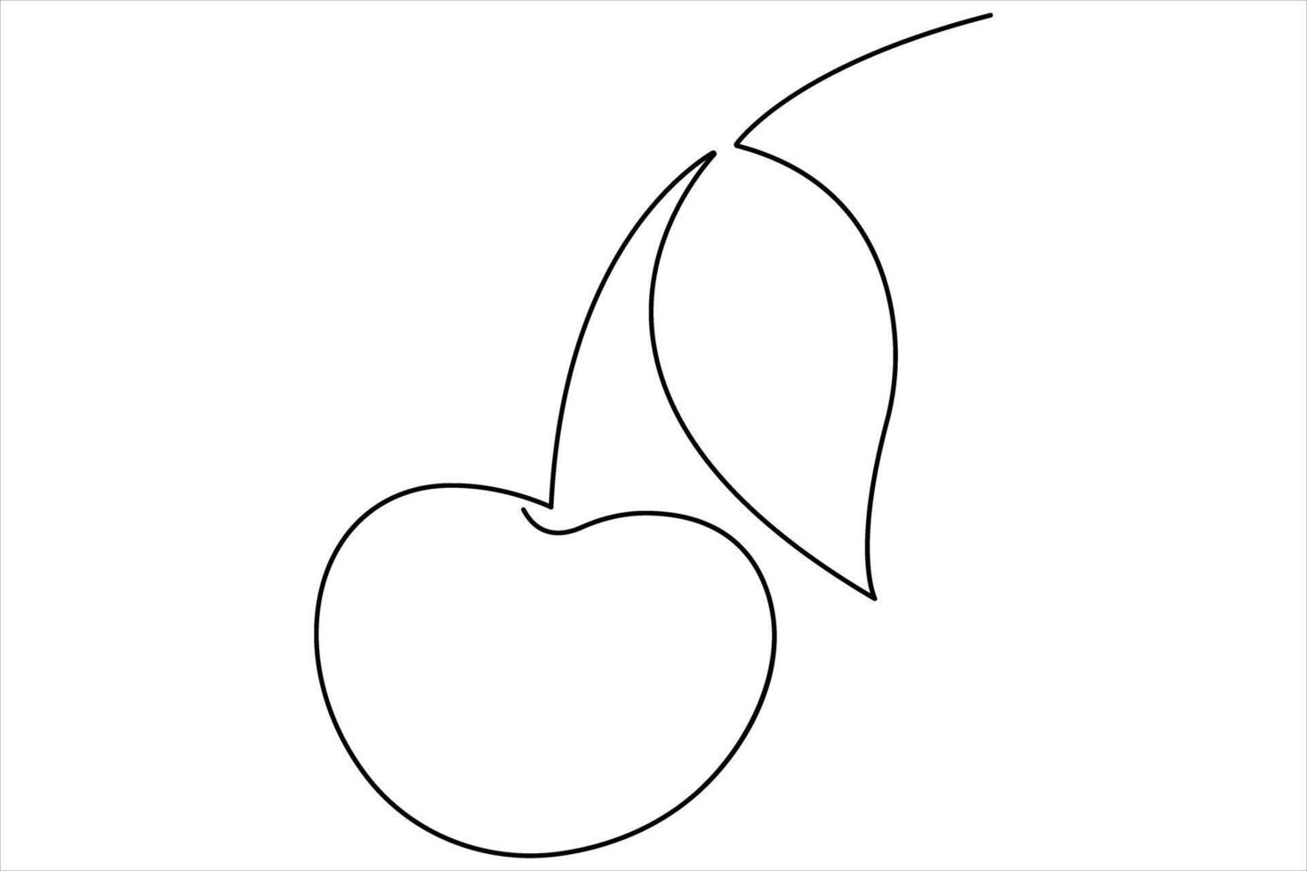 Cherry continuous one line art icon illustration vector