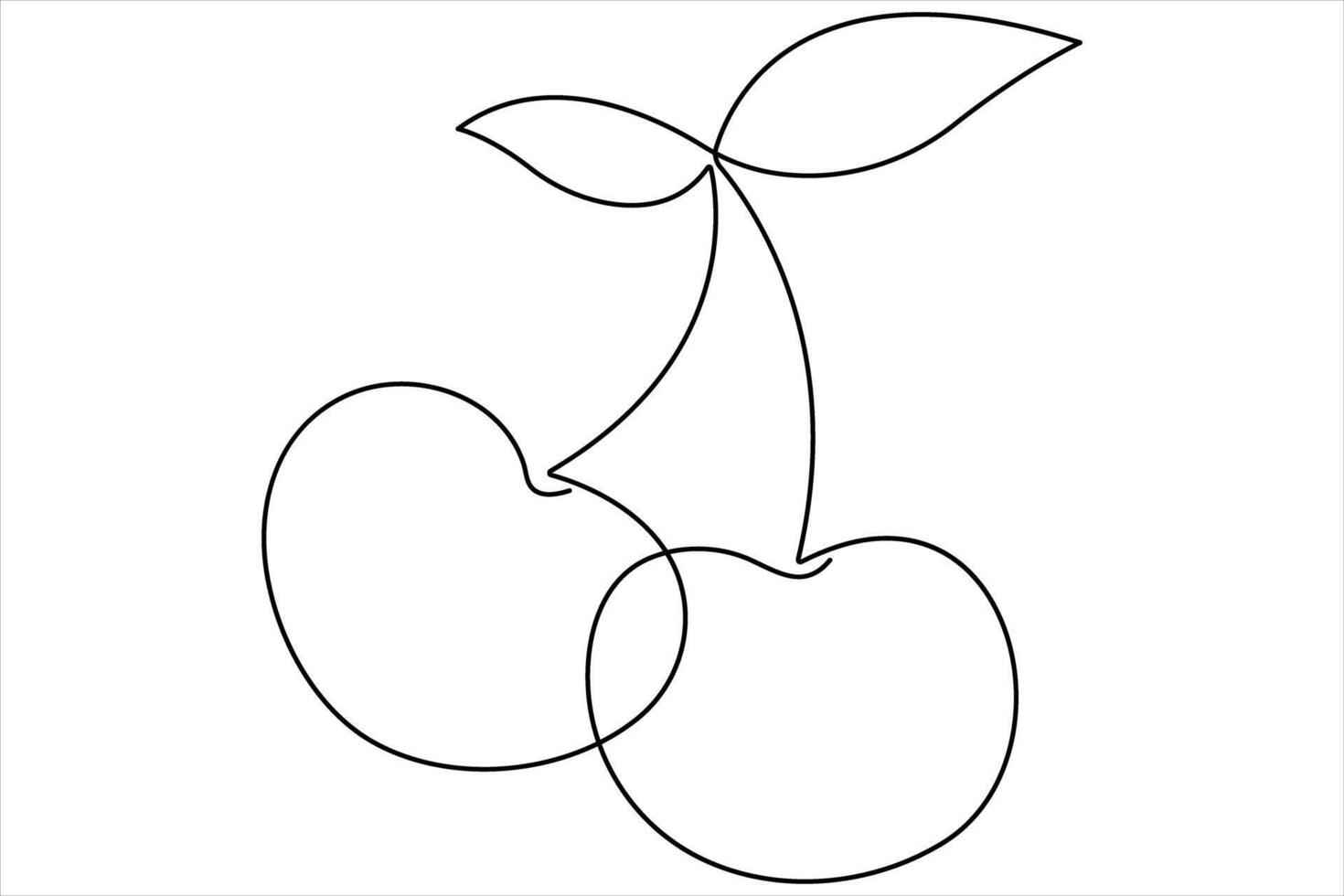 Cherry continuous one line art icon illustration vector