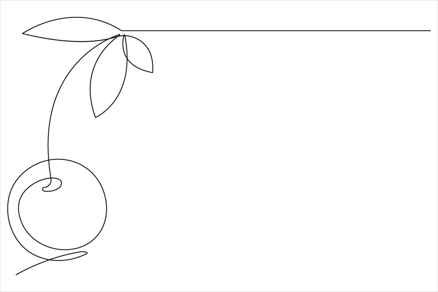 Cherry continuous one line art icon illustration vector
