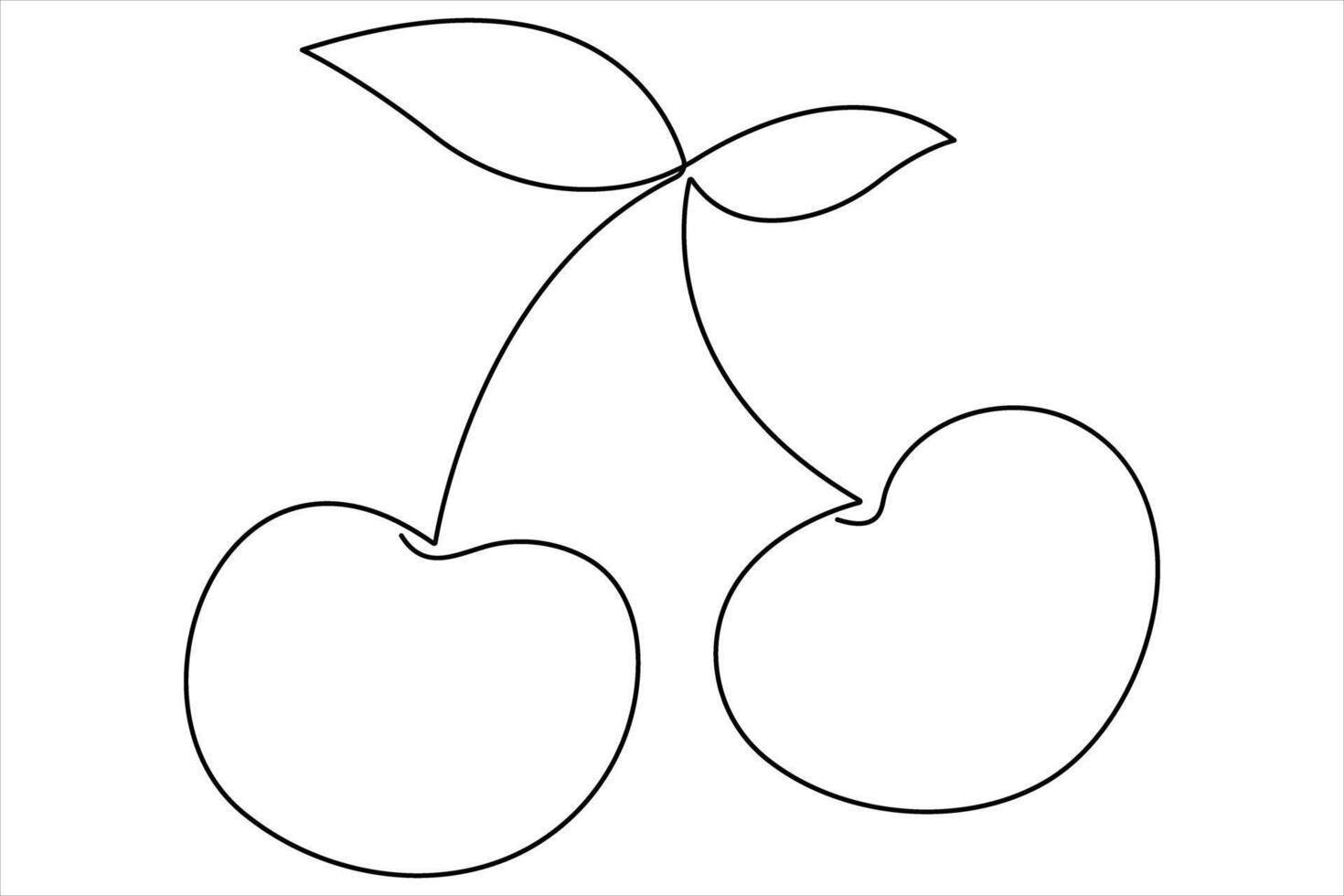 Cherry continuous one line art icon illustration vector