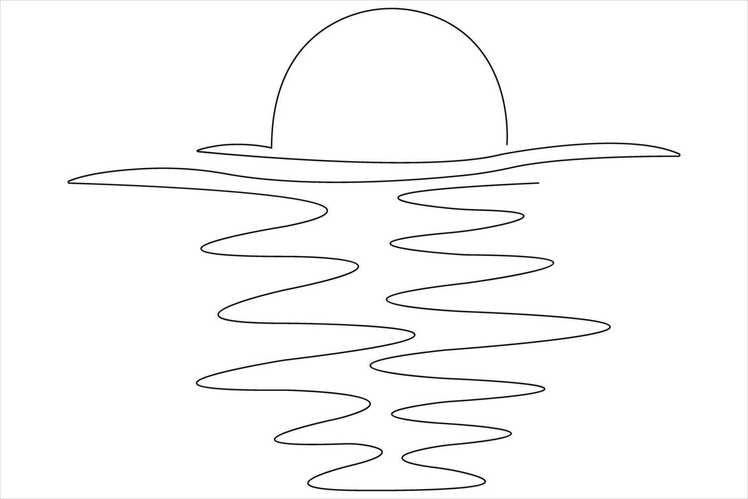 illustration continuous one line sun art sunny summer travel concept and hot bright sky weather vector