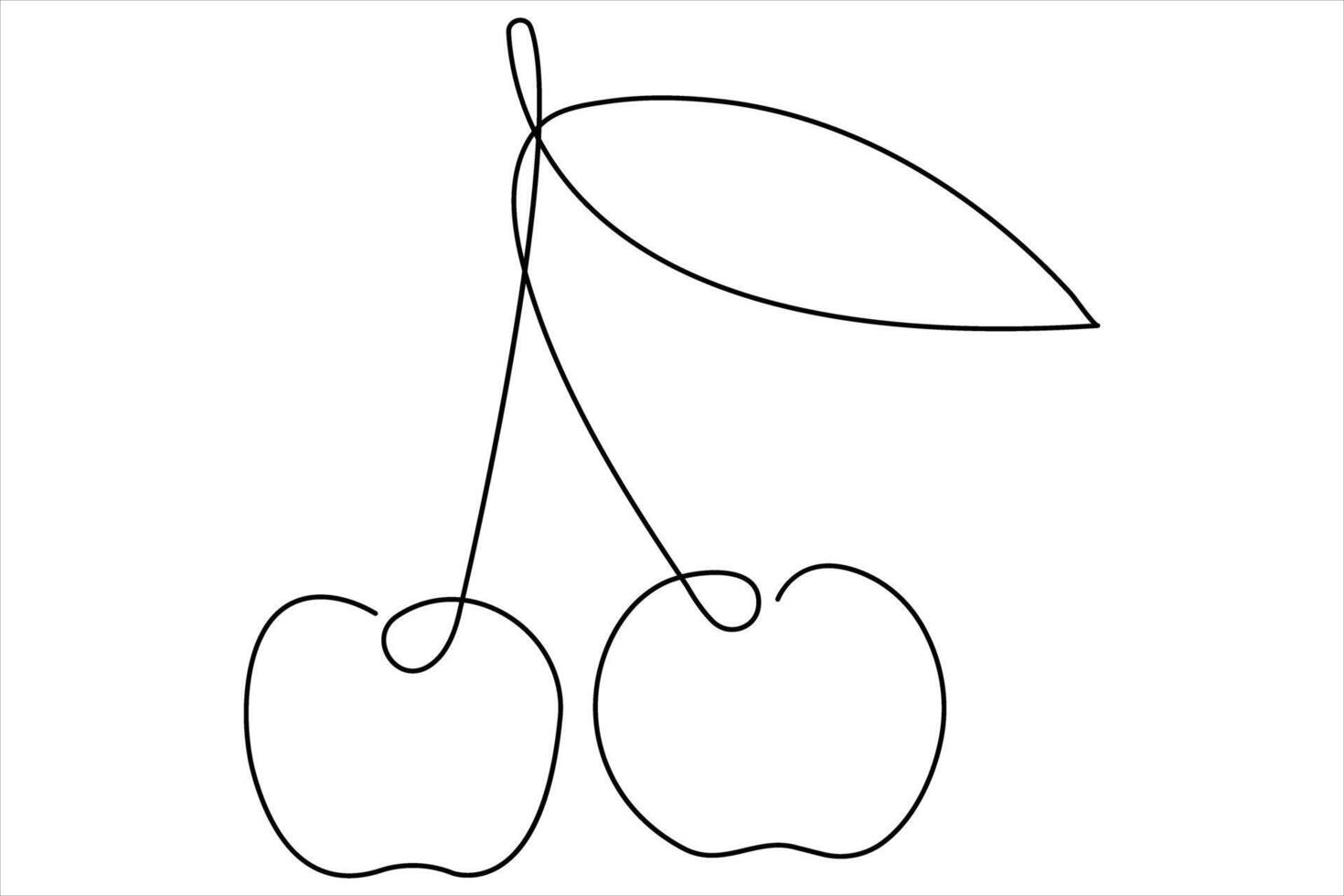 Cherry continuous one line art icon illustration vector
