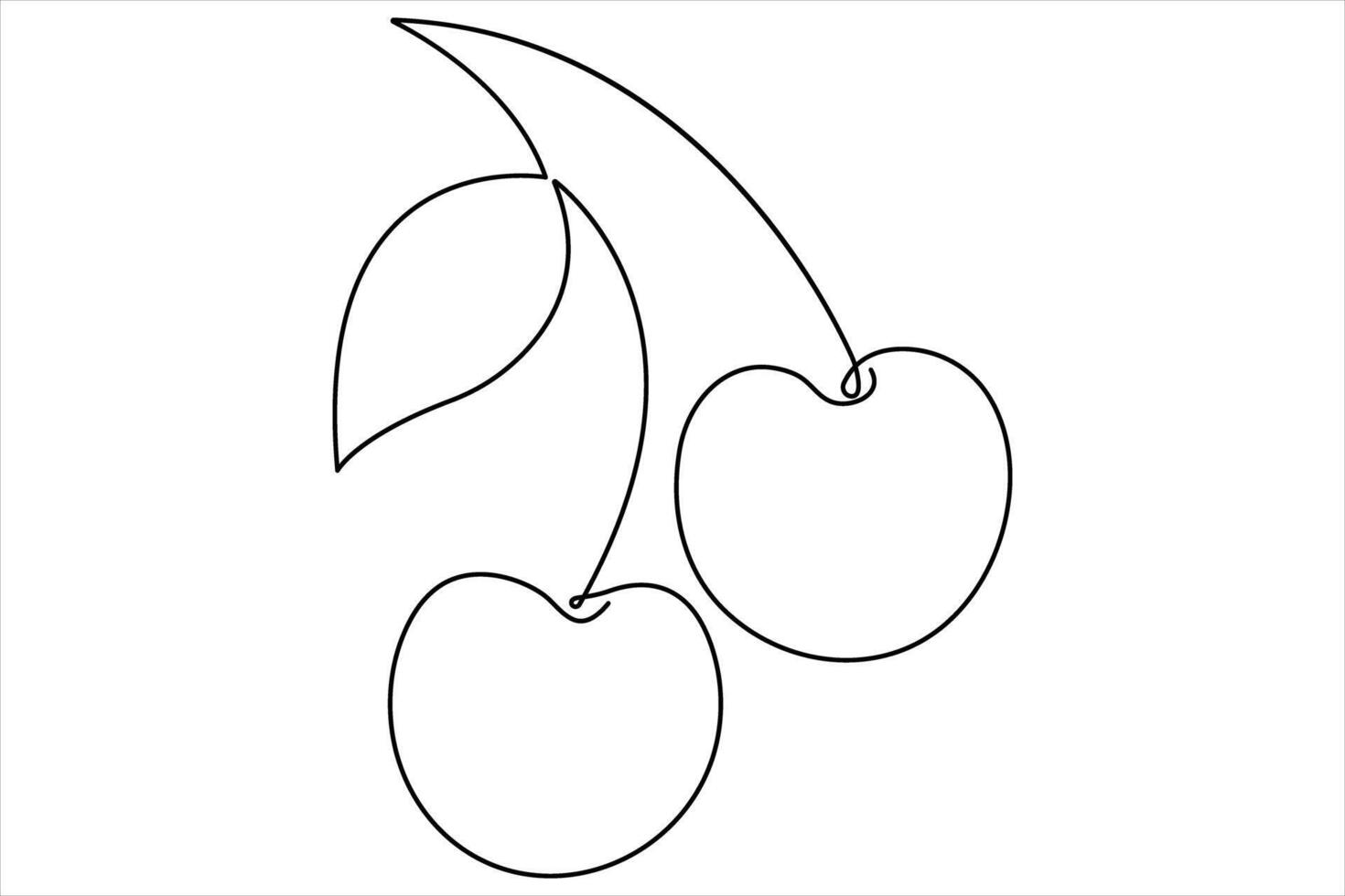 Cherry continuous one line art icon illustration vector