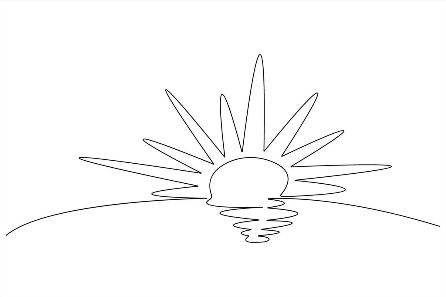 illustration continuous one line sun art sunny summer travel concept and hot bright sky weather vector