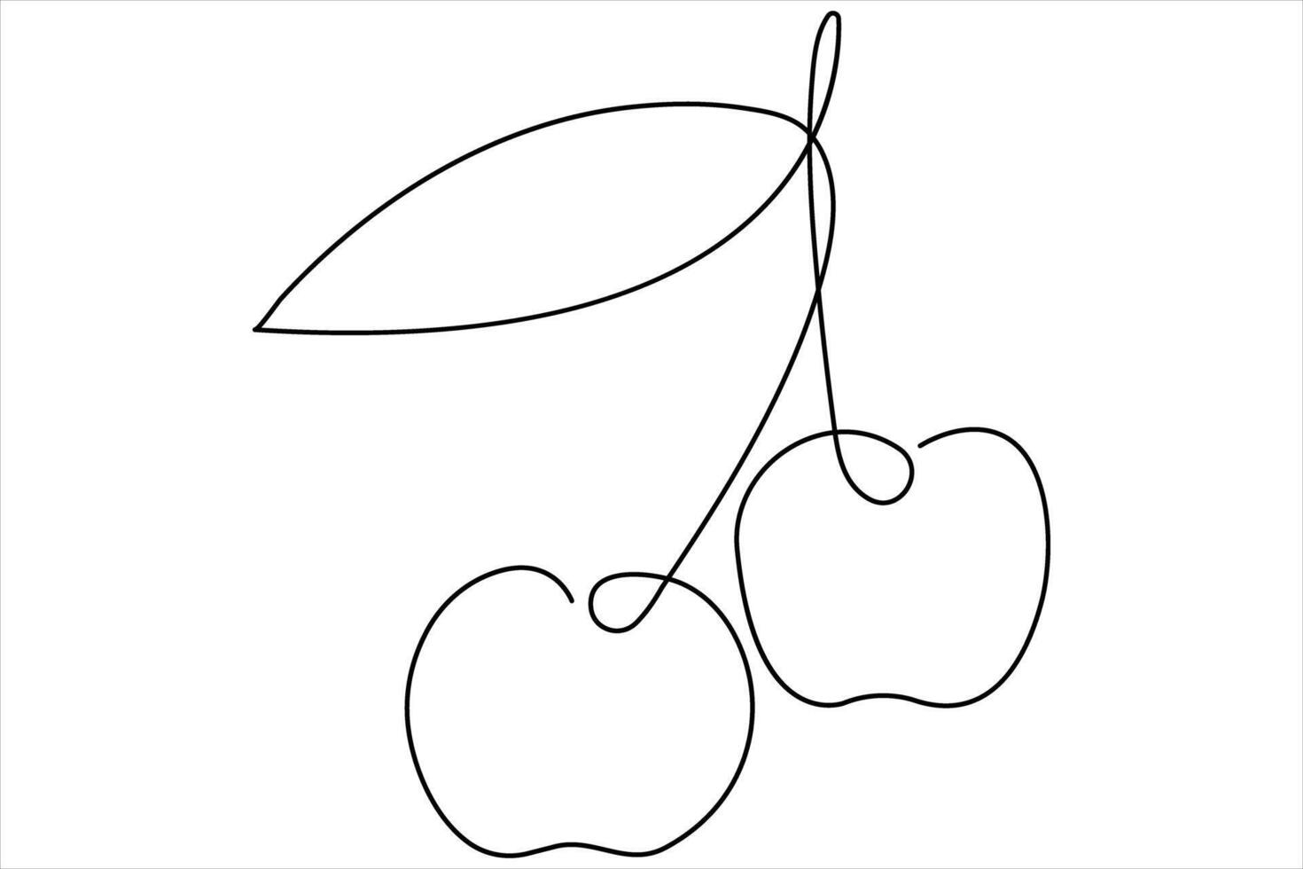Cherry continuous one line art icon illustration vector