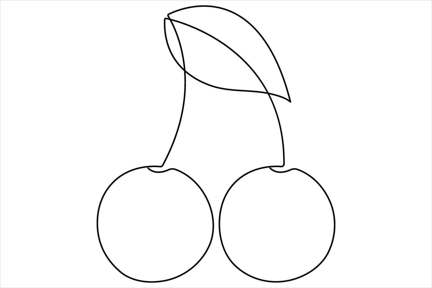 Cherry continuous one line art icon illustration vector