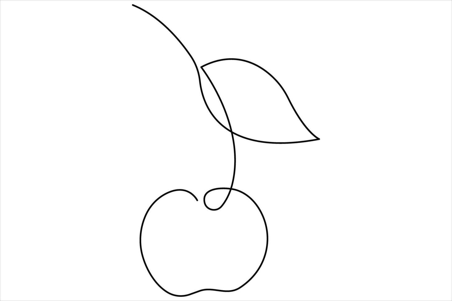 Cherry continuous one line art icon illustration vector