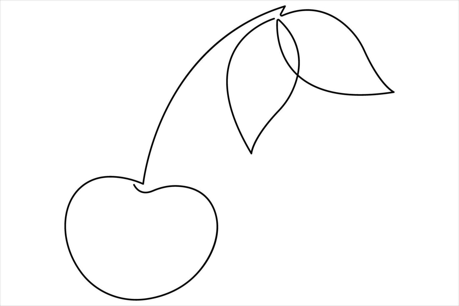 Cherry continuous one line art icon illustration vector