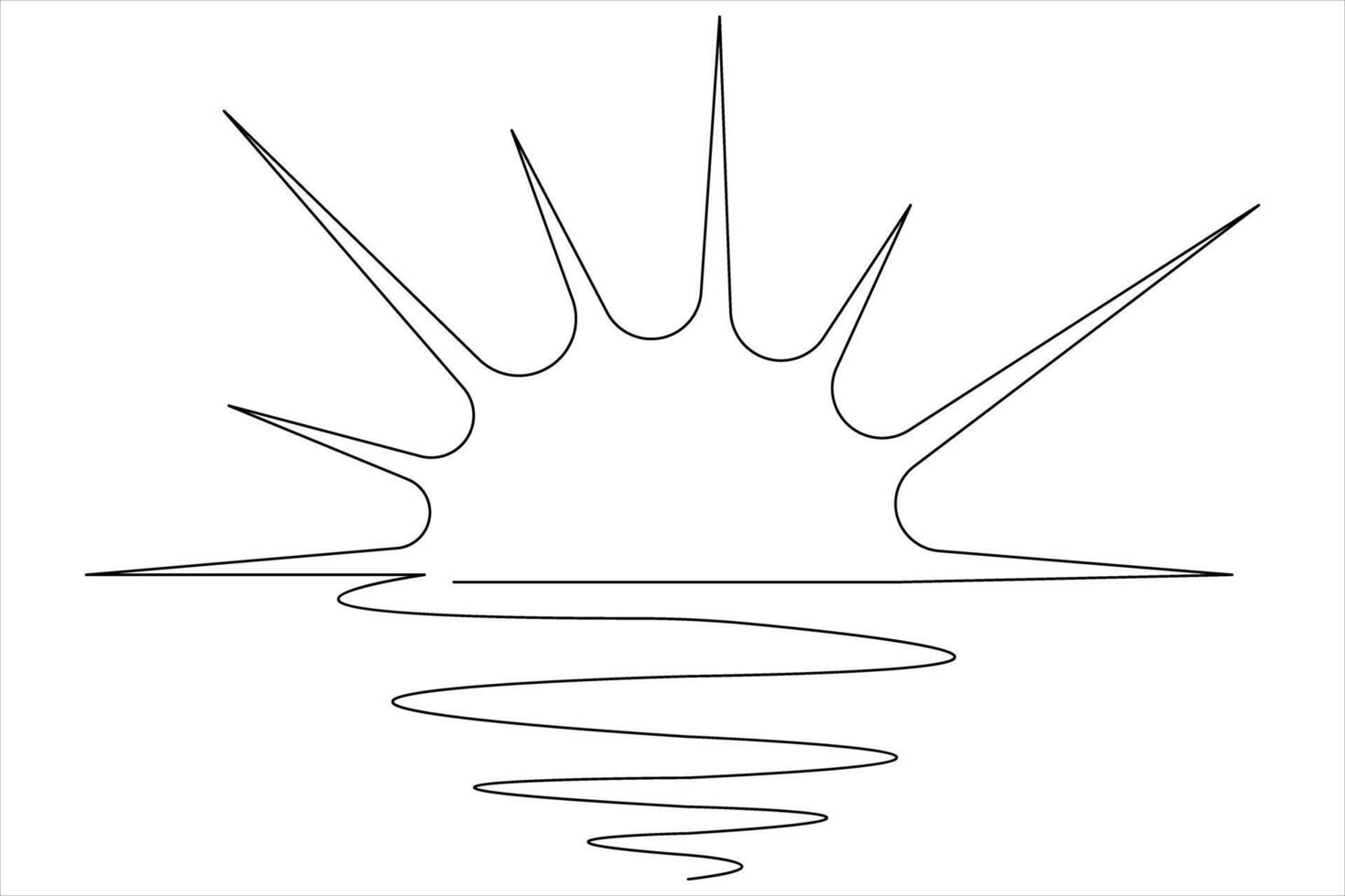 illustration continuous one line sun art sunny summer travel concept and hot bright sky weather vector