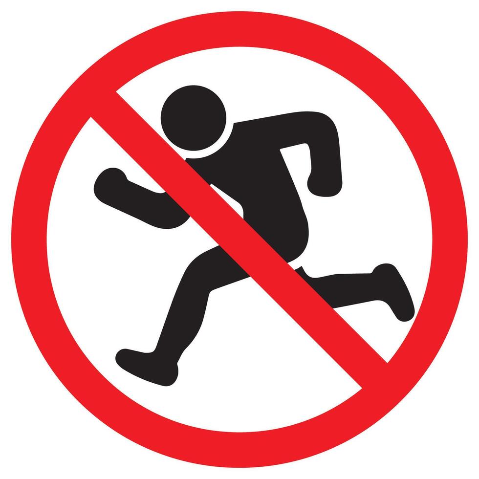 No Running, Warning Running On White Background vector