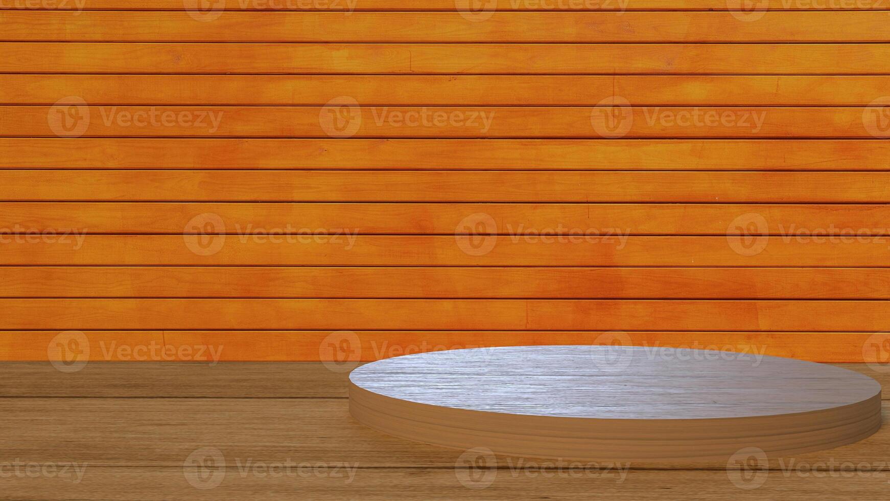 The wood plate on table for display or advertising concept 3d rendering. photo