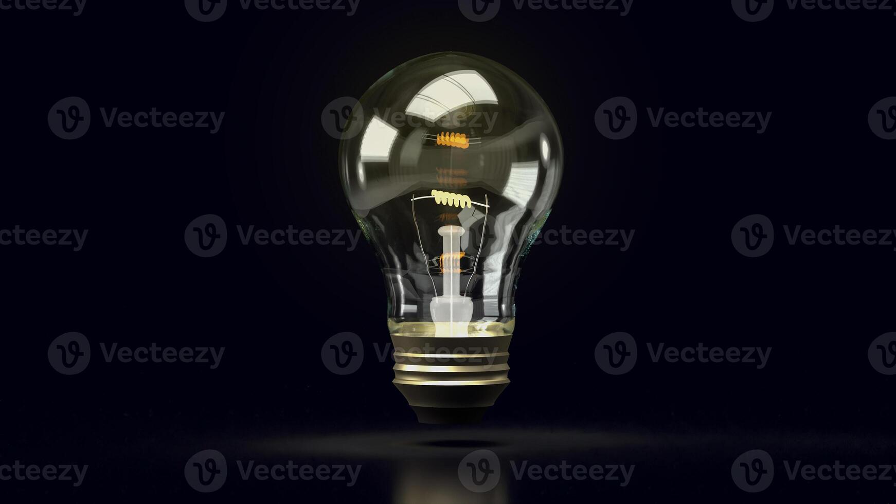 The light bulb in black background for technology or idea concept 3d rendering. photo