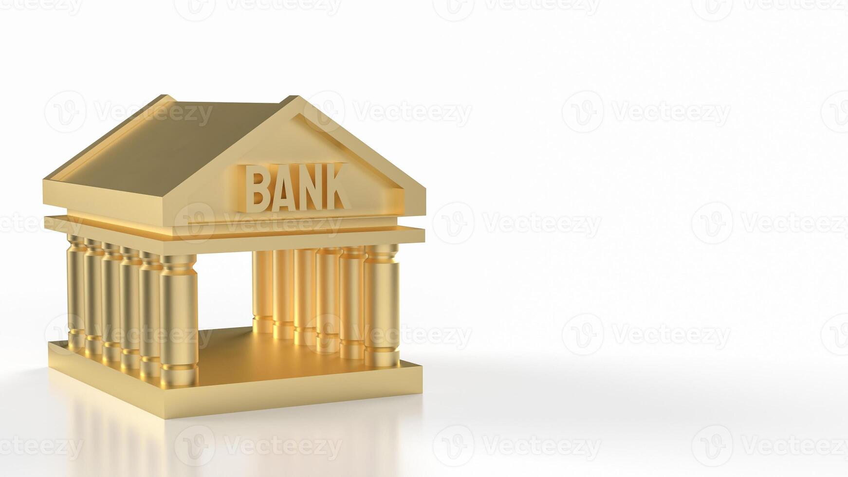 The Bank building symbol and coins for Business concept 3d rendering. photo