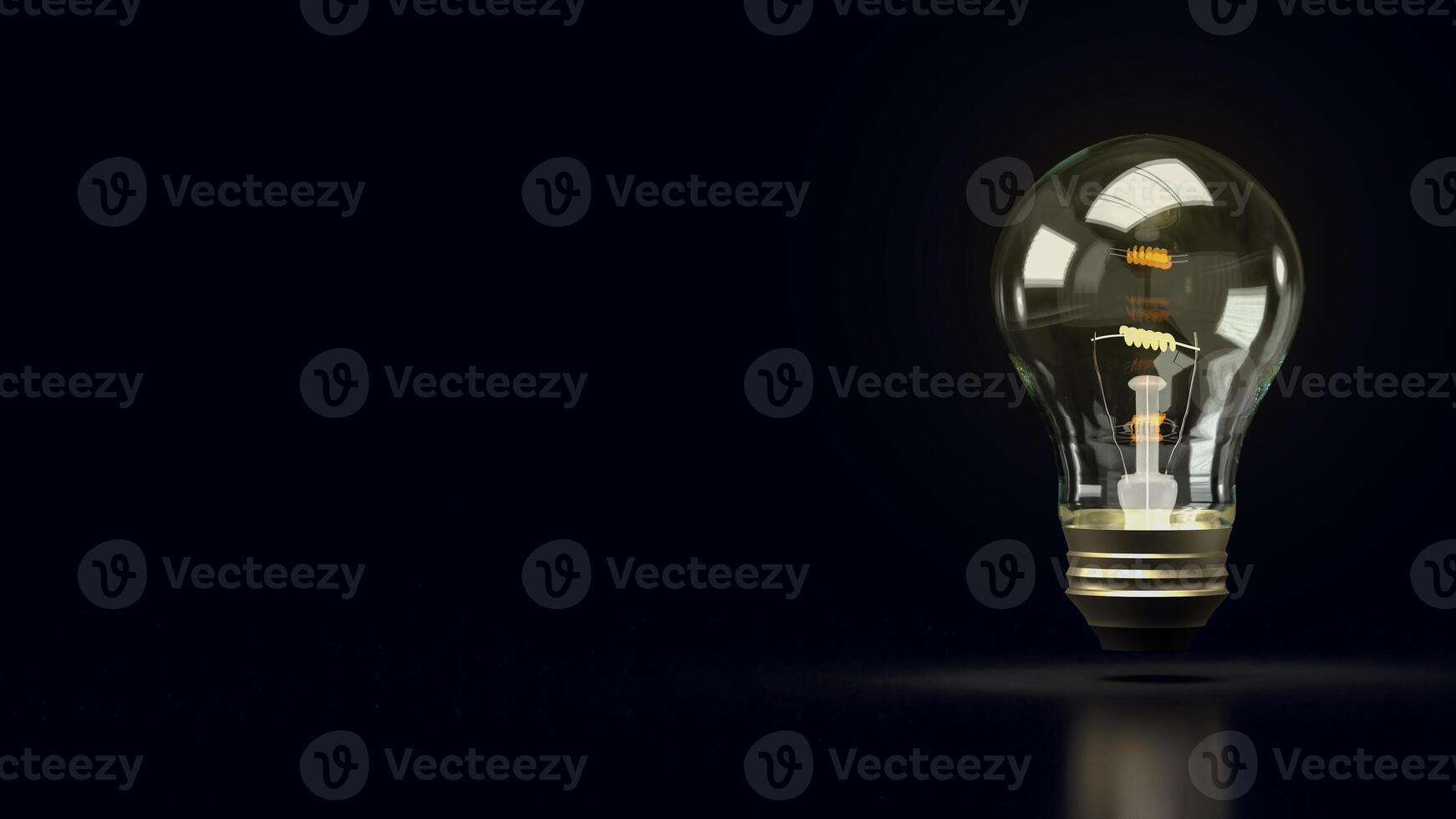 The light bulb in black background for technology or idea concept 3d rendering. photo
