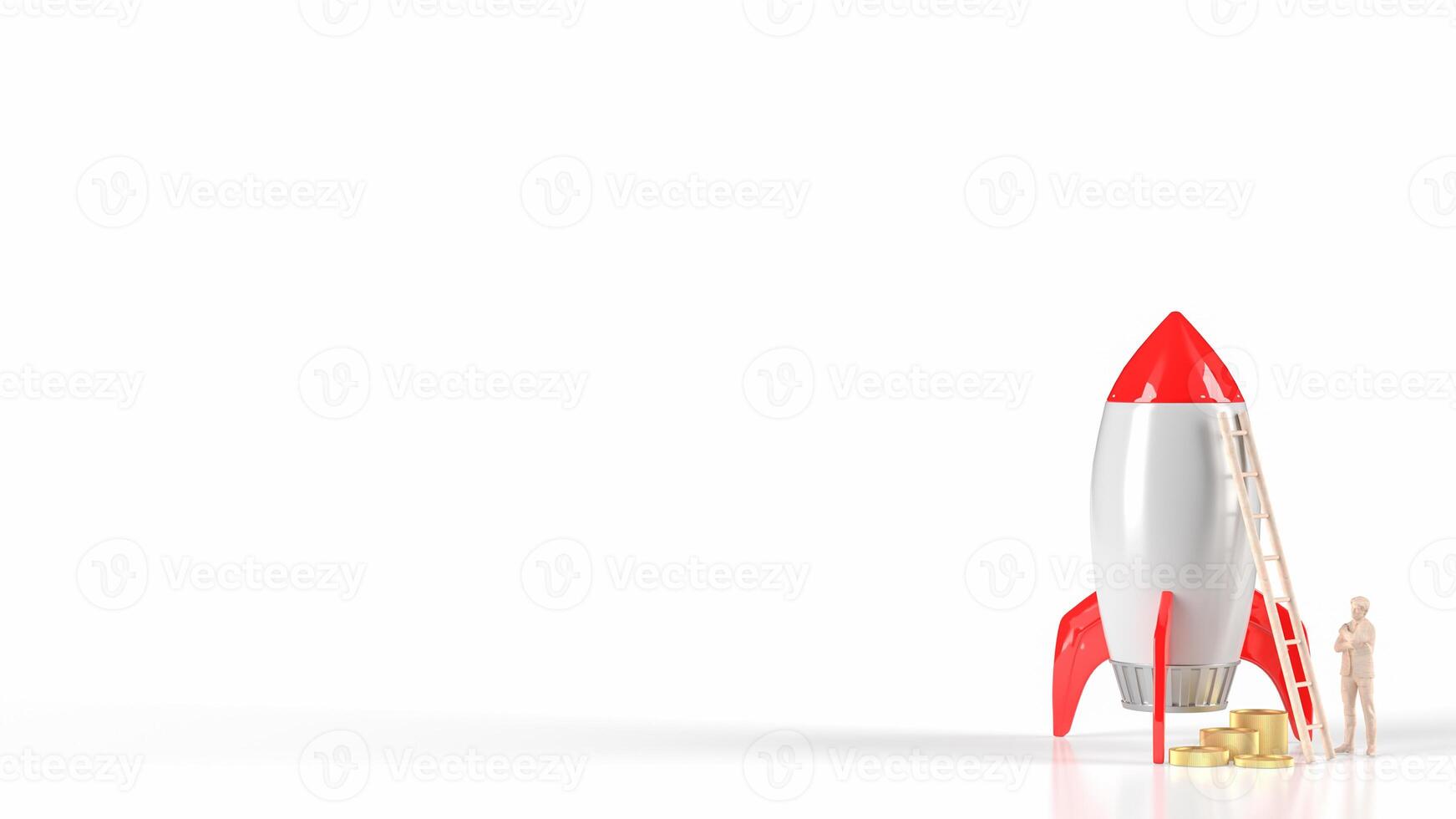 The rocket and coins on white background for Business concept 3d rendering. photo