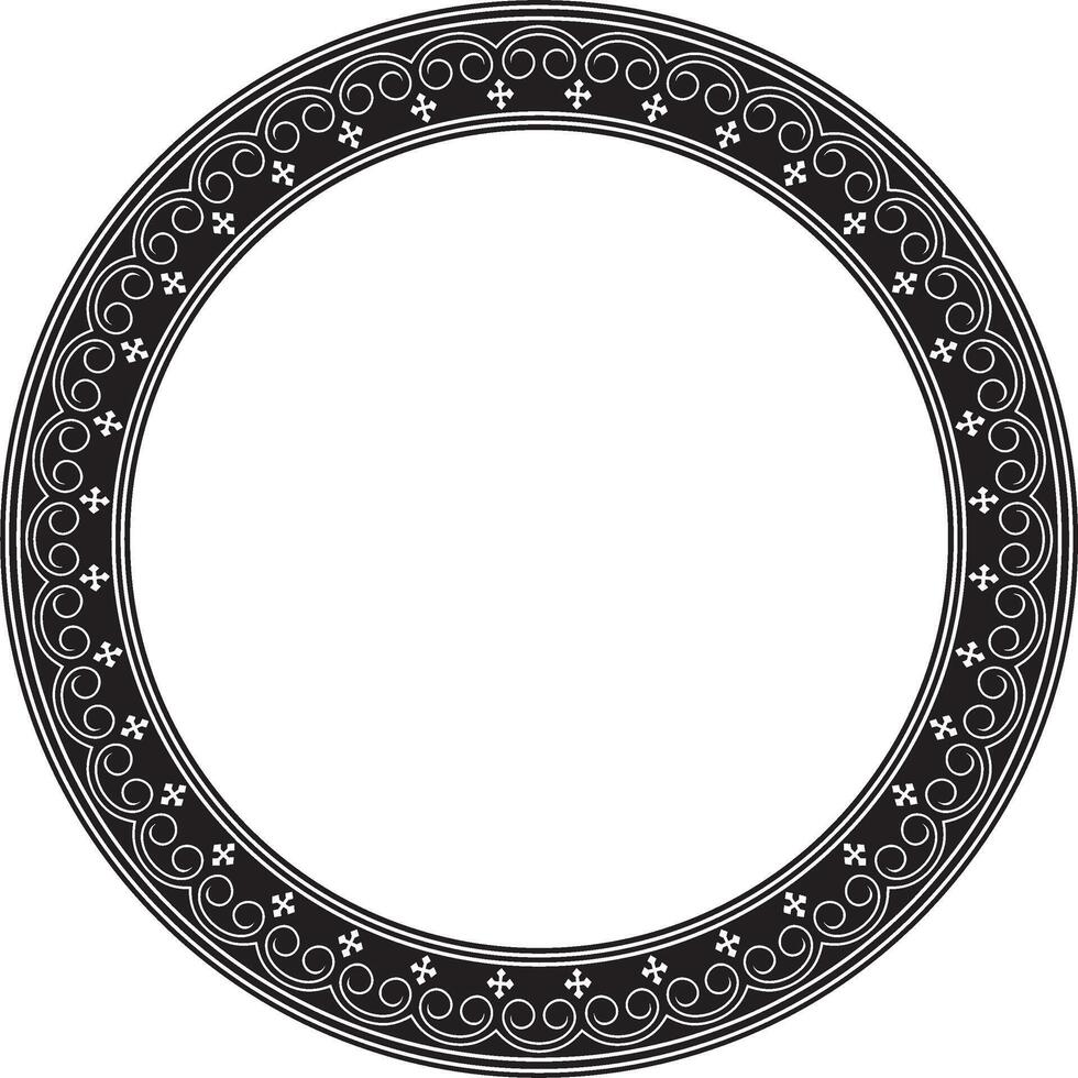 monochrome black round Yakut ornament. Endless circle, border, frame of the northern peoples of the Far East. vector