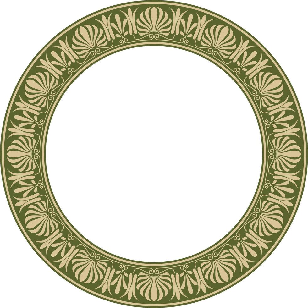 gold and green round classical Greek ornament. European ornament. Border, frame, circle, ring Ancient Greece, Roman Empire. vector