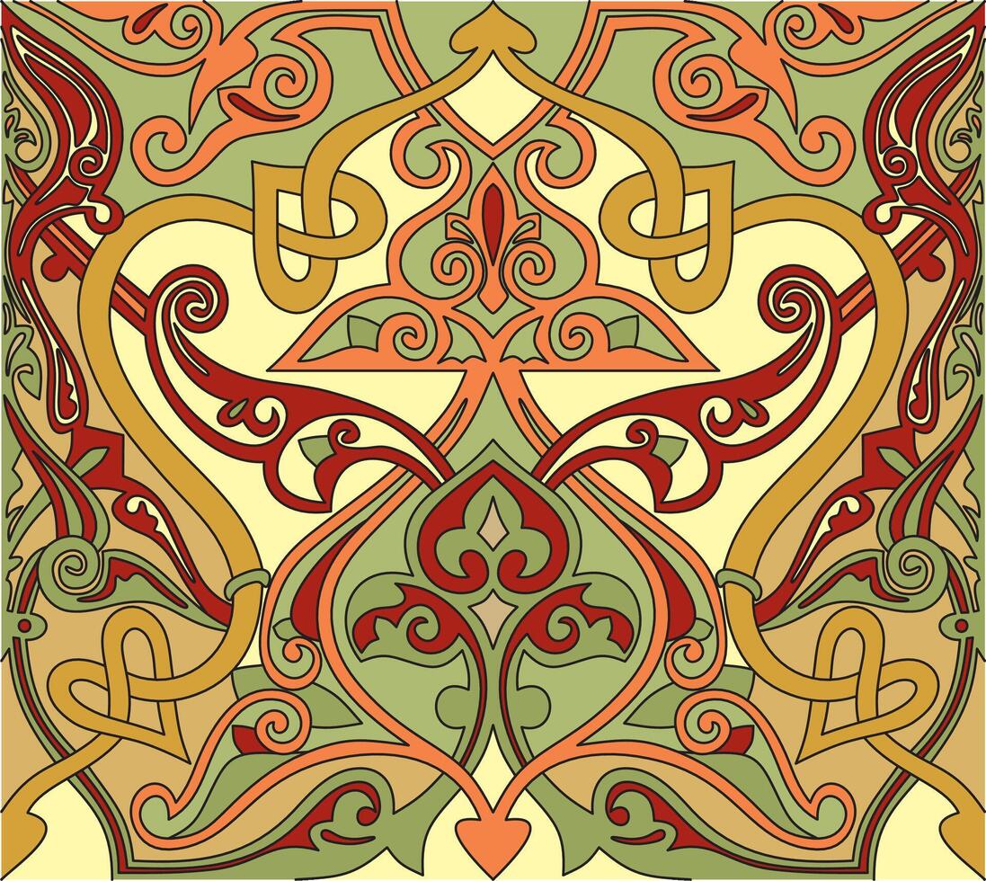golden seamless oriental national ornament, background. Endless ethnic floral pattern of Arab peoples. Persian painting. vector