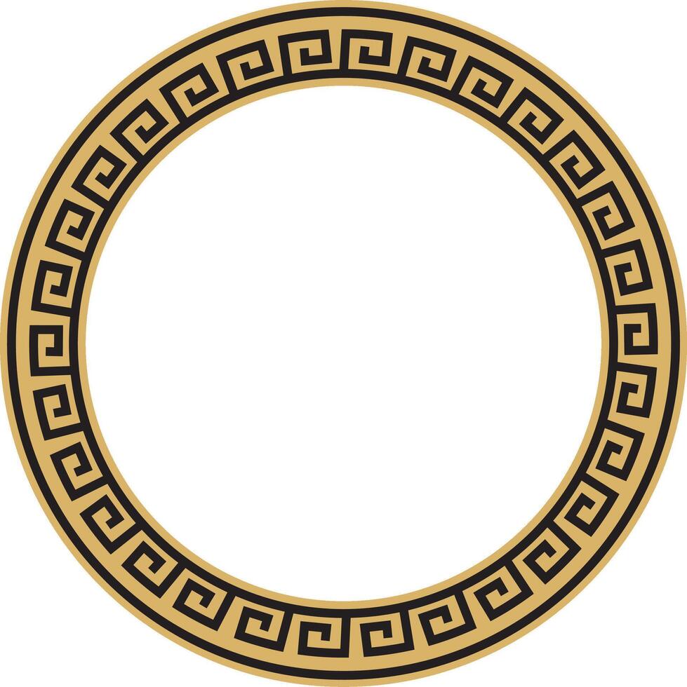 round golden classic frame. Greek meander. Patterns of Greece and ancient Rome. Circle european border vector