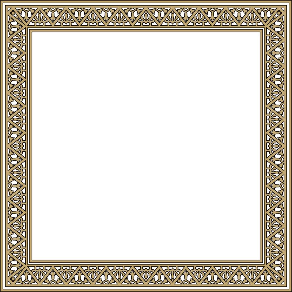 square gold with black border, frame, Pompeii. Rectangle Neopolitan ornament. Art of Ancient Rome. Template for stained glass vector