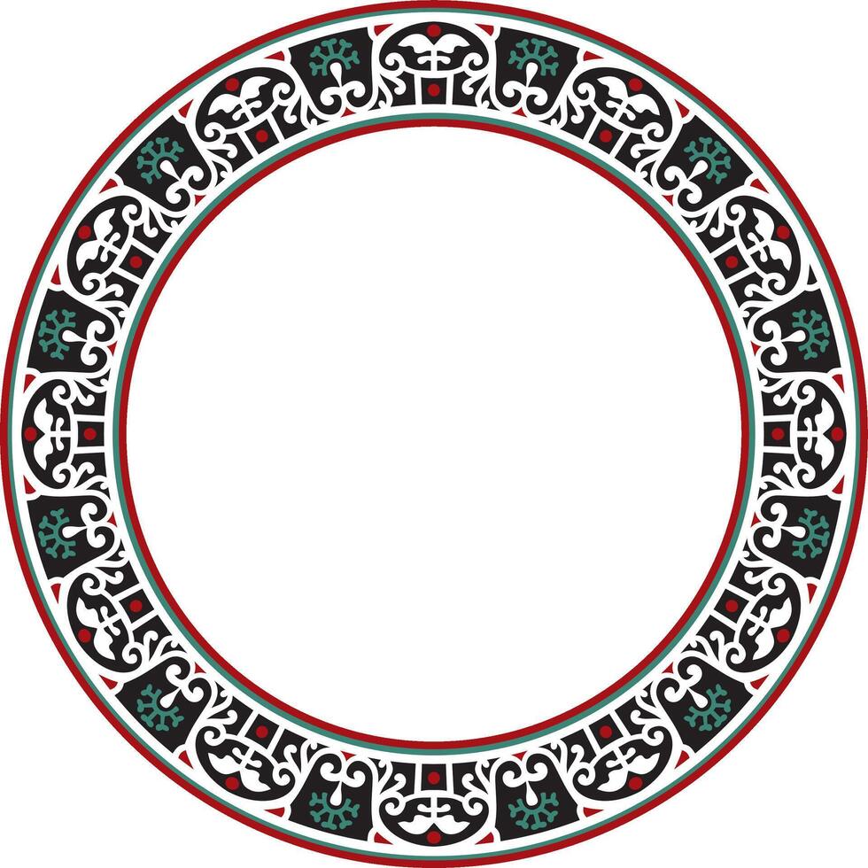 round colored border, frame, Pompeii ring. Circle Neopolitan ornament. Art of Ancient Rome. vector