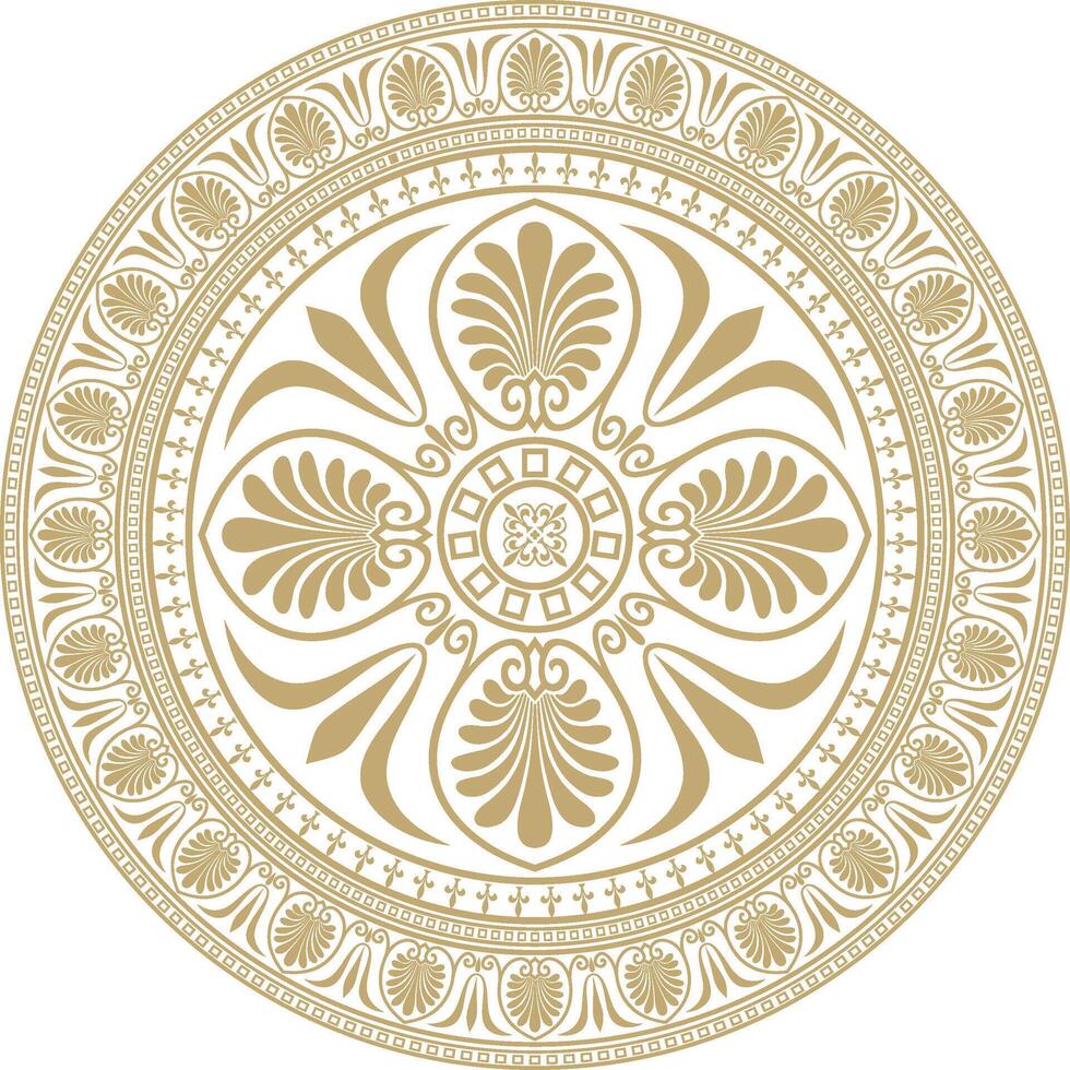 classic round ornament. Gold pattern in a circle. Drawing of Greece and Ancient Rome. Flower drawing vector