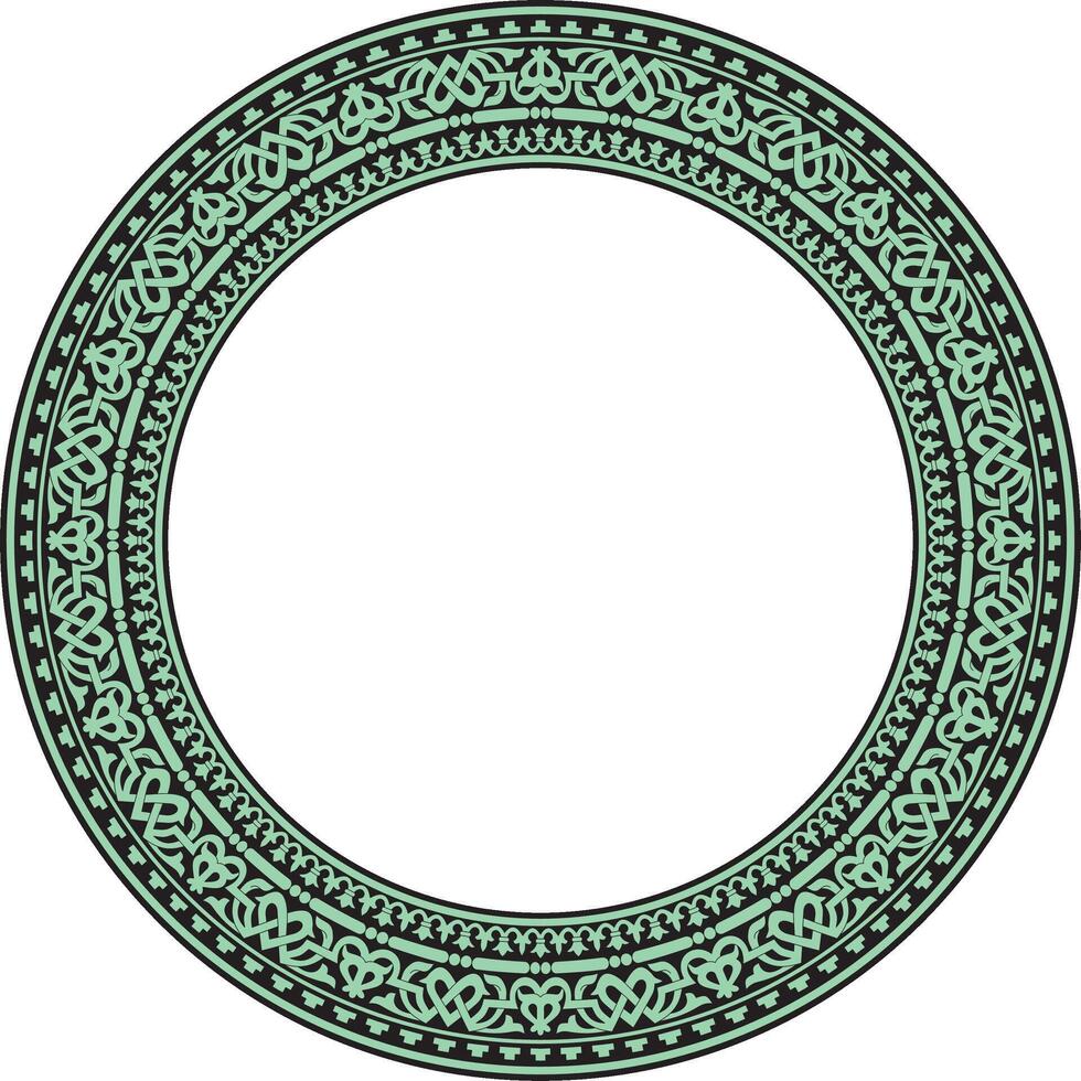 round green and black seamless classic byzantine ornament. Infinite circle, border, frame Ancient Greece, Eastern Roman Empire. Decoration of the Russian Orthodox Church. vector
