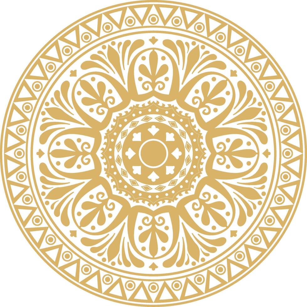 gold round classical ornament of Ancient Greece and Roman Empire. Circle, Arabesque, Byzantine pattern. vector
