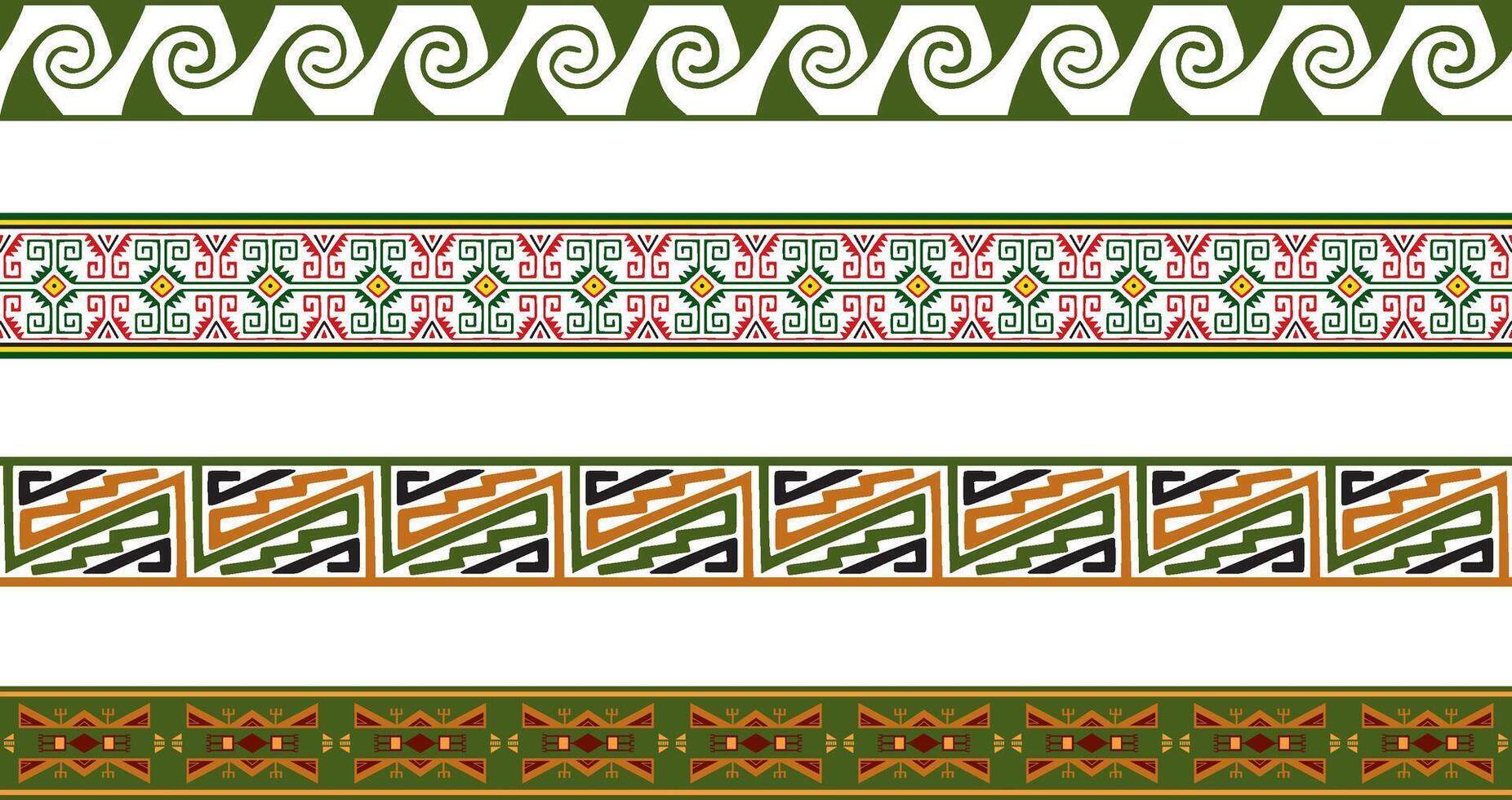 set of colored Native American national borders. frames in the style of the Aztecs, Mayans, Incas. vector