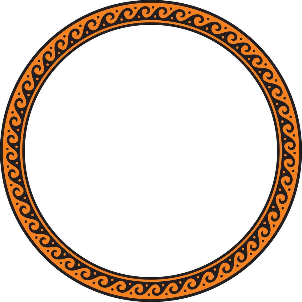 round orsnge classic frame. Greek wave meander. Patterns of Greece and ancient Rome. Circle european border. vector