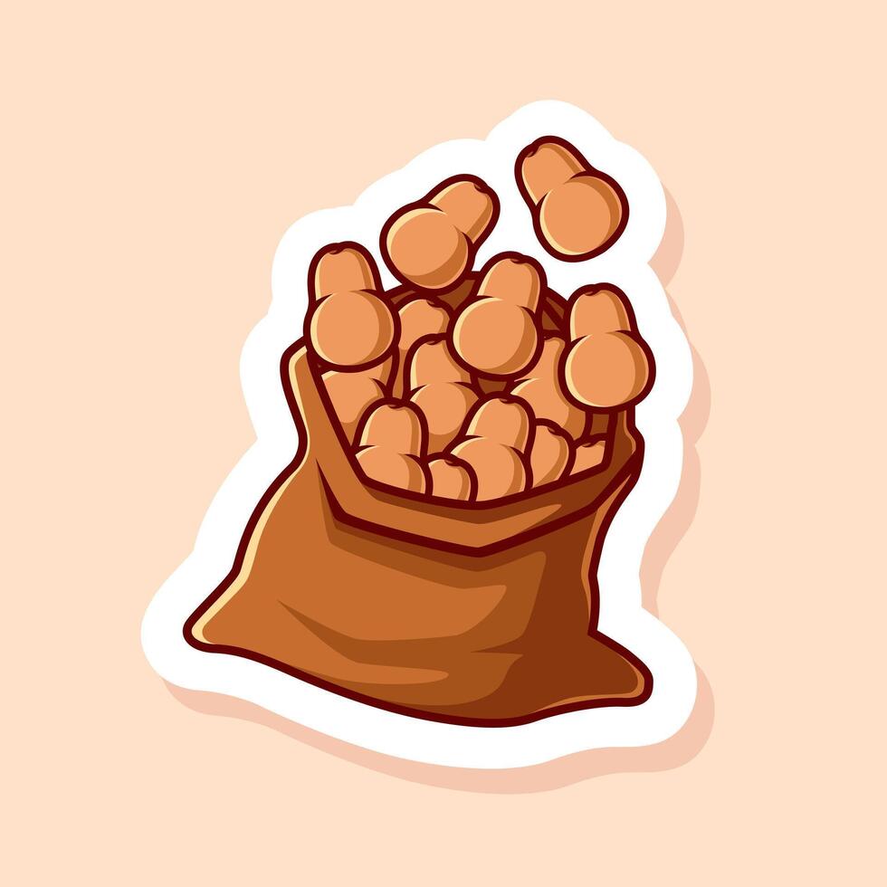 cute cartoon of potatoes and sack isolated vector
