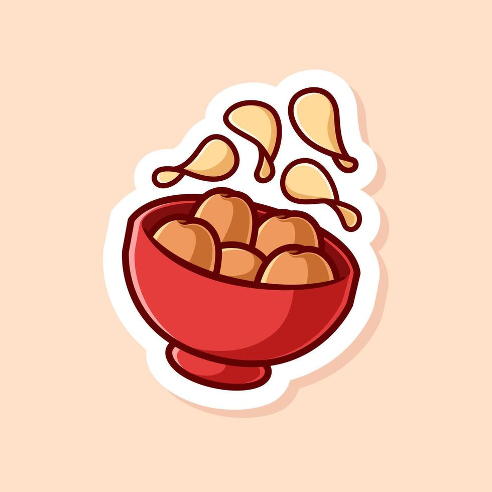cute cartoon of potato chips and bowl isolated vector