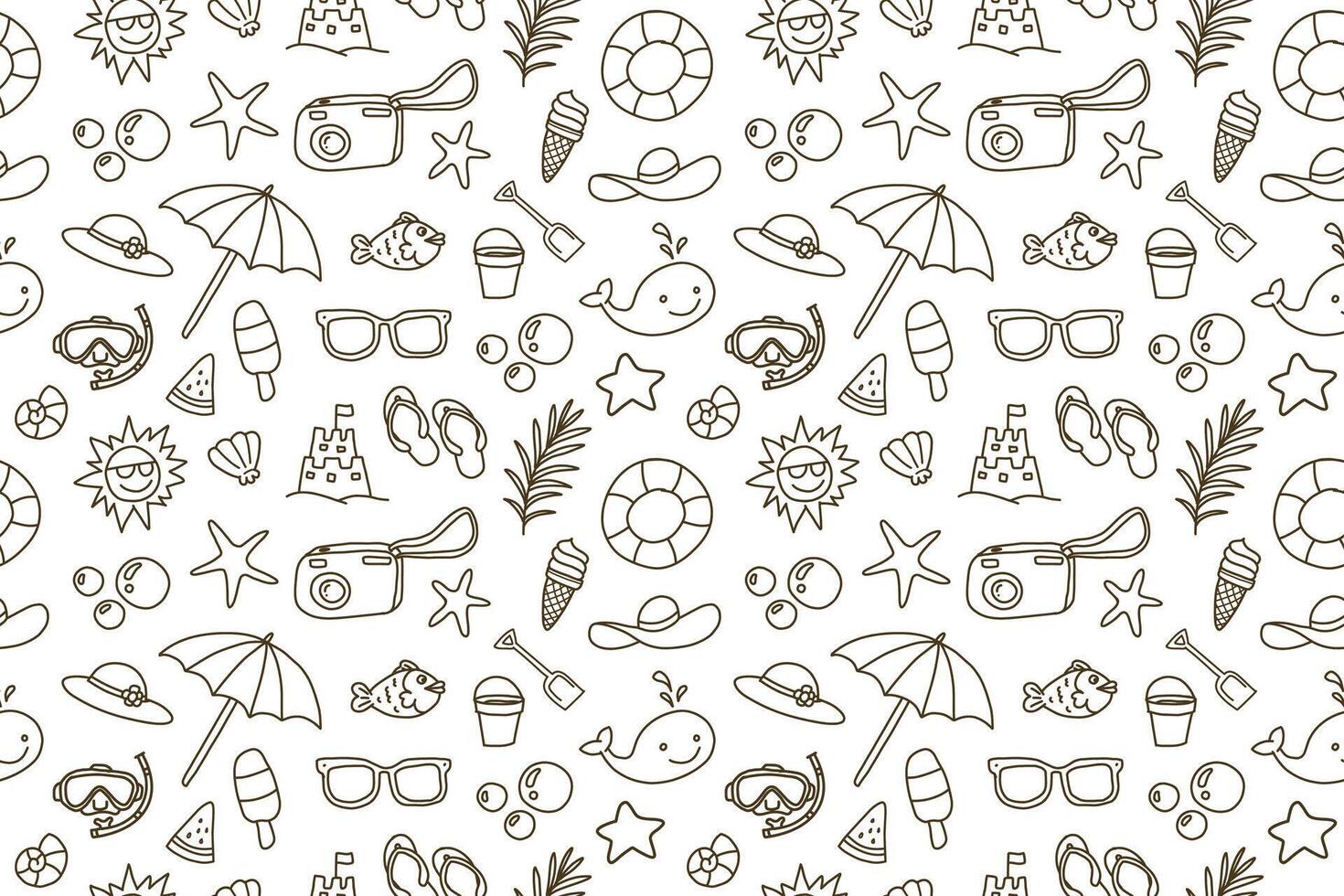 seamless pattern with beach items vector
