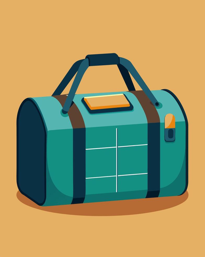 A heavyduty duffel bag with a solar panel attached perfect for charging your devices while traveling or on long outdoor excursions.. illustration. vector