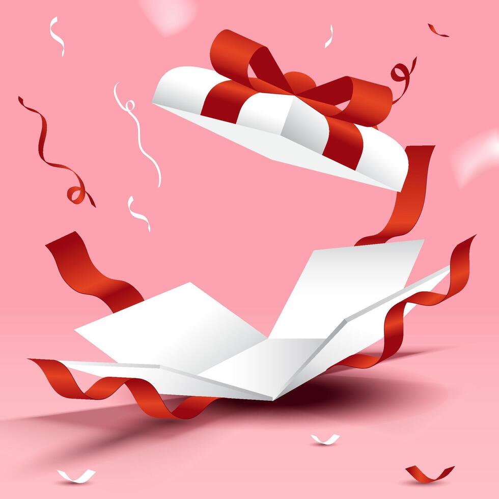 surprise gift box. releasing an explosion of confetti. vector