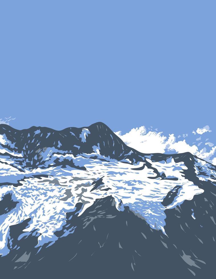 Aoraki Mount Cook National Park in New Zealand WPA Poster Art vector