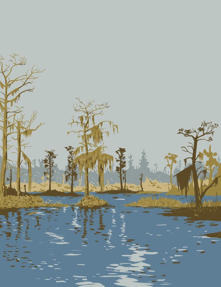 Bayou Bardeaux in Jean Lafitte National Historical Park Louisiana WPA Poster Art vector