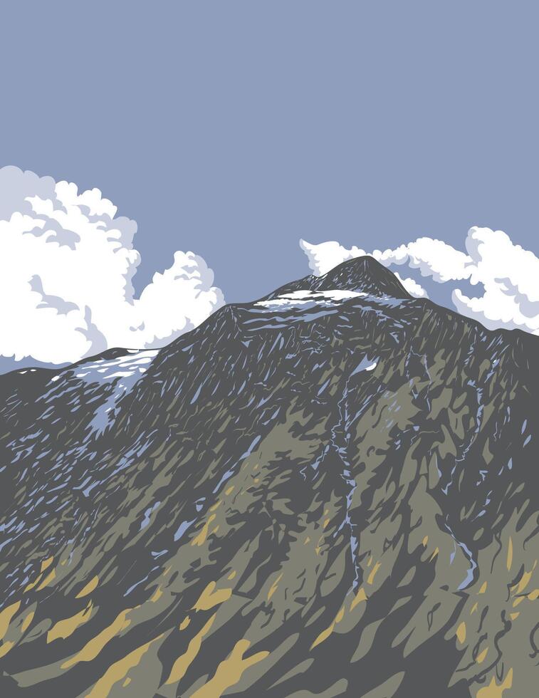 Mount Cook National Park South Island of New Zealand WPA Poster Art vector