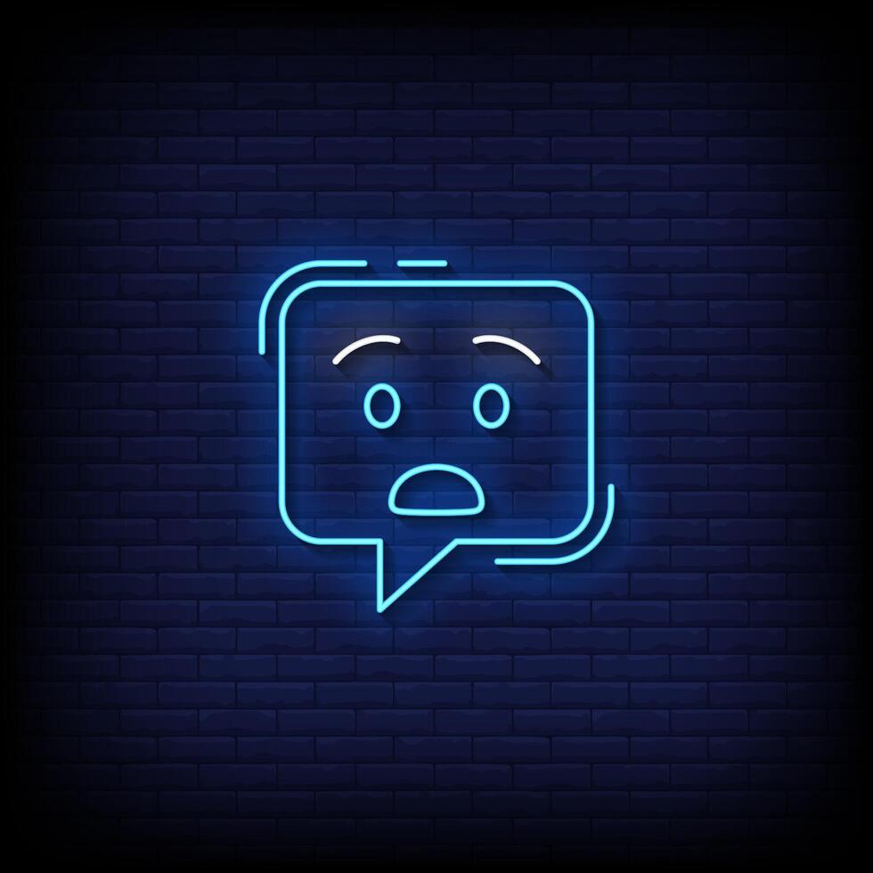 fearful emoji symbol neon sign vector