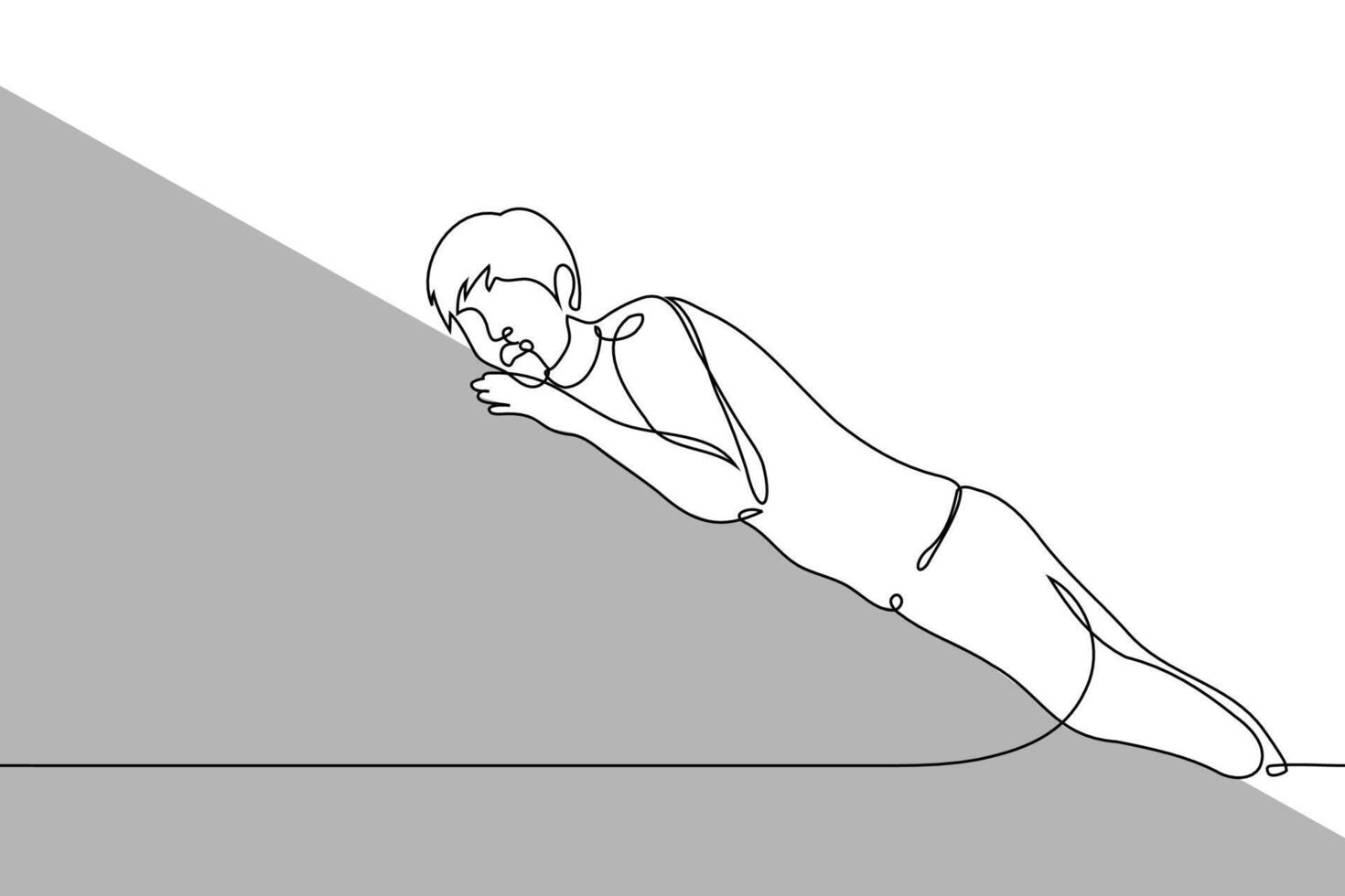 man rolls down an inclined surface screaming - one line art . concept fall, metaphor social fall vector
